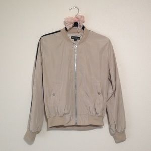 SETTLEDOWN Tan Nude Sporty Satin Bomber Jacket